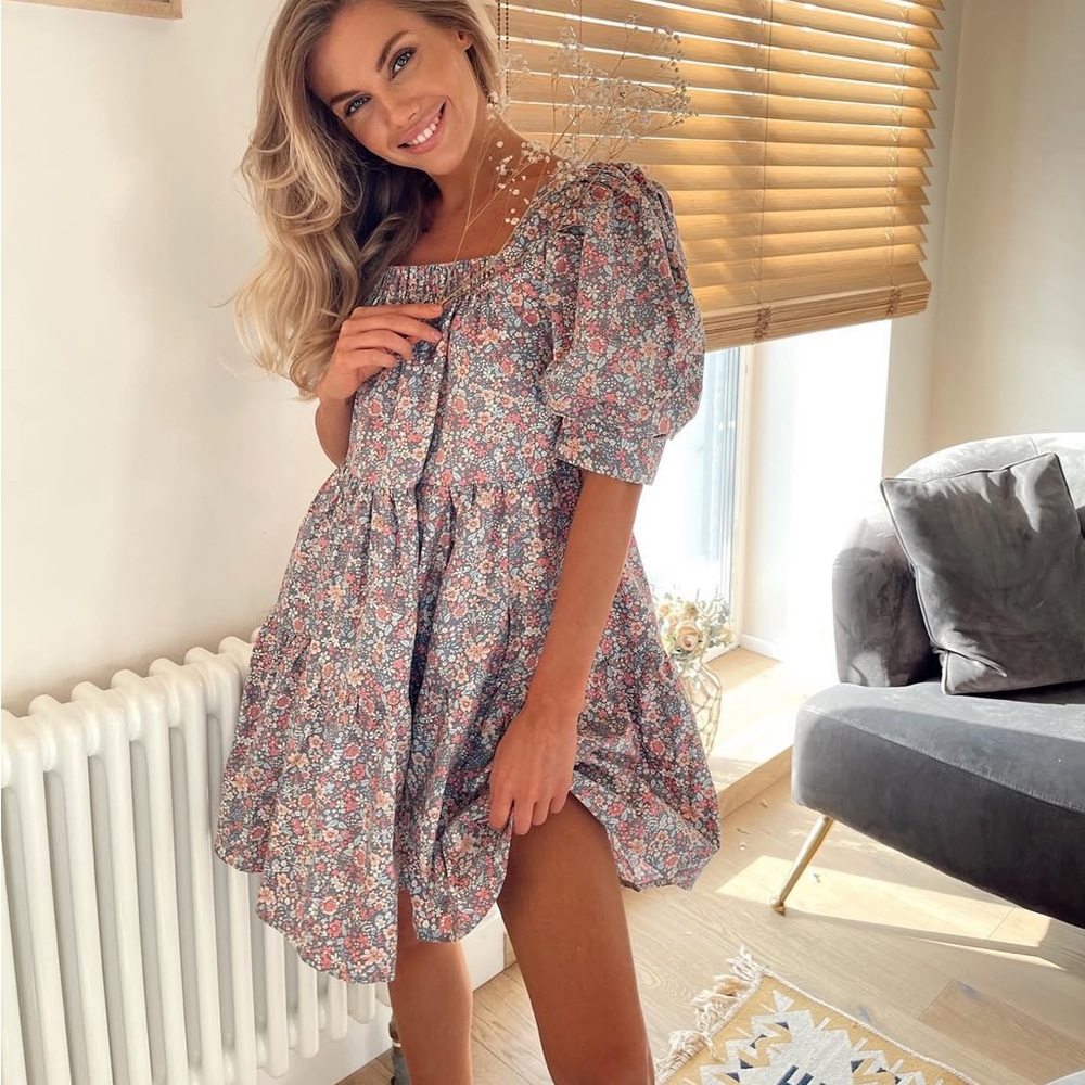CANTIK Hand Peony Cotton Mini Dress